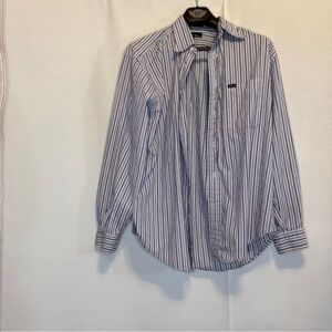 Faconnable Blue and White Casual Button Down Shirt